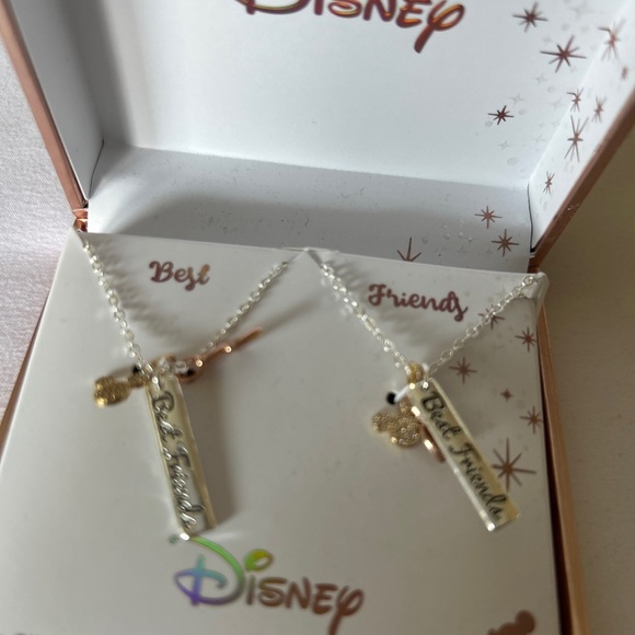 NEW in Gift Box DISNEY Best Friends (2) Fine Silver Plated Necklaces 16” - Picture 1 of 6